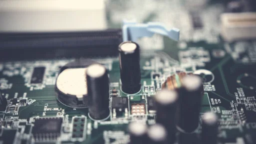 Capacitors and other components on an electronic circuit board