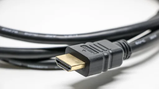 Close-up of an HDMI cable and its connectors